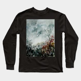 snowy landscape watercolor Long Sleeve T-Shirt